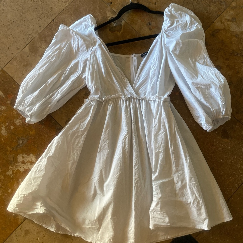 White babydoll dress large 10 cotton l